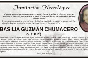 Invitación Necrológica de Basilia Guzmán Chumacero