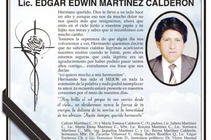 Obituario de Lic. Edgar Edwin Martínez Calderón