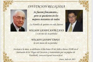 Invitación Religiosa: Wilson Sandy Antezana y Wilson Sandy Tapia