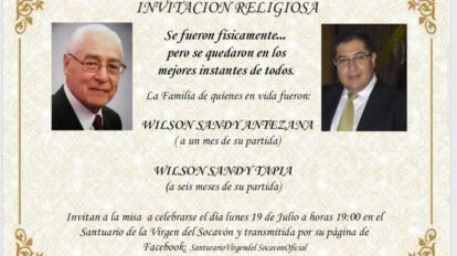 Invitación Religiosa: Wilson Sandy Antezana y Wilson Sandy Tapia