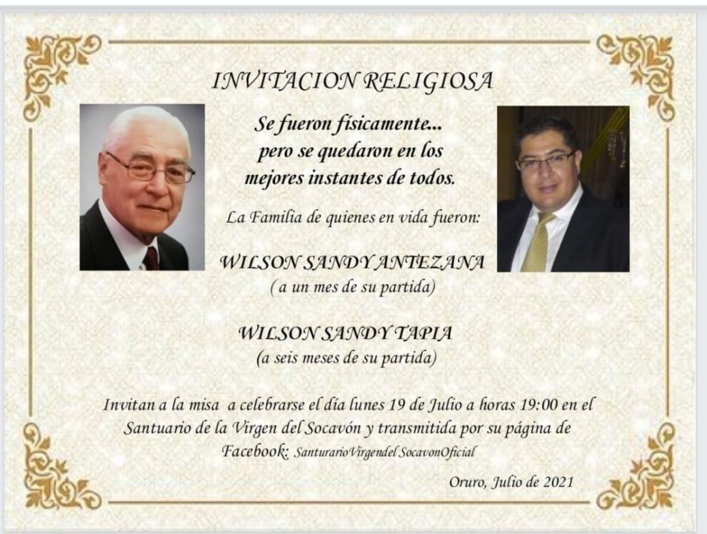 Invitación Religiosa: Wilson Sandy Antezana y Wilson Sandy Tapia