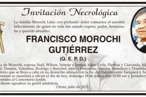 Invitación Necrológica de Francisco Morochi Gutiérrez