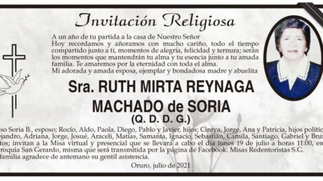 Obituario de Ruth Mirta Reynaga Machado
