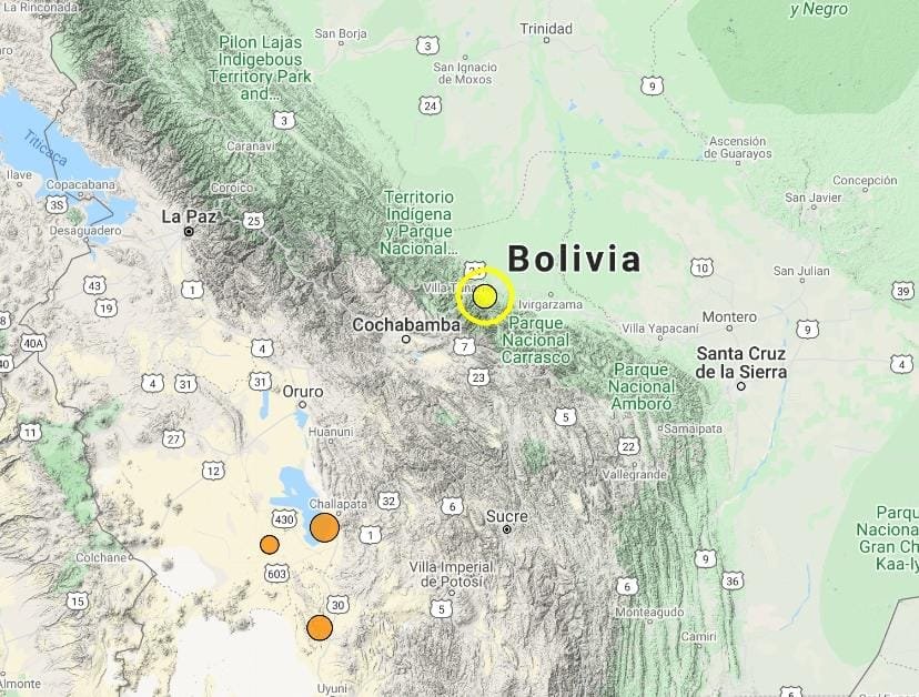 Sismos en Oruro y Cochabamba reportados por el Observatorio San Calixto