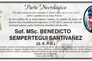 Parte Necrológico de Benedicto Sempertegui Santivañez