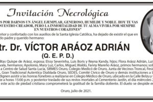 Invitación Necrológica de Mgtr. Dr. Víctor Aráoz Adrián
