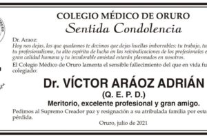 Condolencias por el fallecimiento del Dr. Víctor Aráoz Adrián