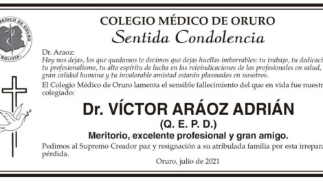 Condolencias por el fallecimiento del Dr. Víctor Aráoz Adrián