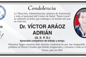 Condolencia por la pérdida del Dr. Víctor Aráoz Adrián