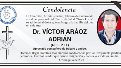Condolencia por la pérdida del Dr. Víctor Aráoz Adrián