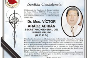 Condolencias por la partida del Dr. Msc. Víctor Aráoz Adrián