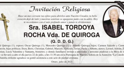 Obituario de Isabel Tordoya Rocha