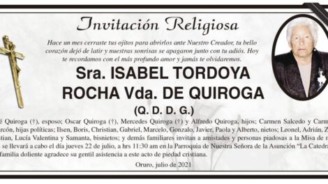 Obituario de Isabel Tordoya Rocha