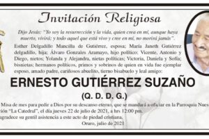 Invitación Religiosa para Ernesto Gutiérrez Suzaño