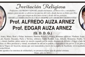Prof. Alfredo Auza Arnez y Prof. Edgar Auza Arnez en invitación religiosa