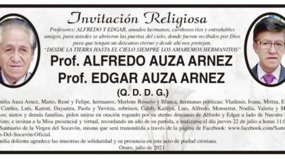Prof. Alfredo Auza Arnez y Prof. Edgar Auza Arnez en invitación religiosa