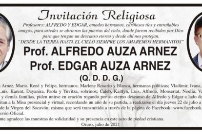 Prof. Alfredo Auza Arnez y Prof. Edgar Auza Arnez en invitación religiosa