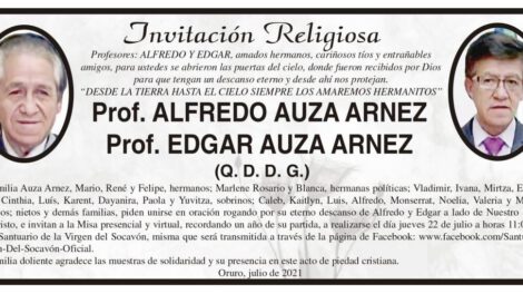 Prof. Alfredo Auza Arnez y Prof. Edgar Auza Arnez en invitación religiosa