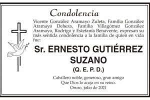 Condolencia por Ernesto Gutiérrez Suzano