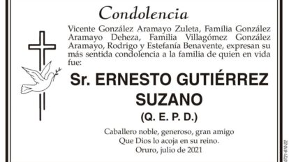Condolencia por Ernesto Gutiérrez Suzano