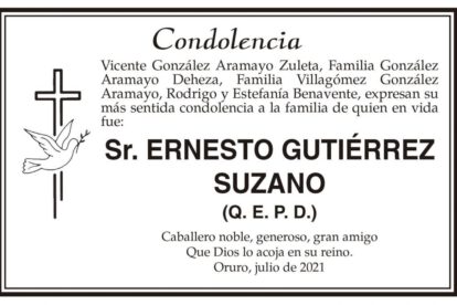 Condolencia por Ernesto Gutiérrez Suzano