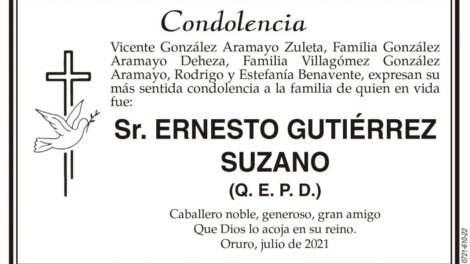 Condolencia por Ernesto Gutiérrez Suzano