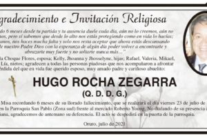 Agradecimiento e Invitación Religiosa por Hugo Rocha Zegarra