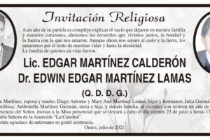 Lic. Edgar Martínez Calderón y Dr. Edwin Edgar Martínez Lamas en invitación religiosa