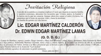 Lic. Edgar Martínez Calderón y Dr. Edwin Edgar Martínez Lamas en invitación religiosa
