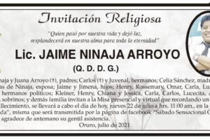 Invitación Religiosa para Lic. Jaime Ninaja Arroyo