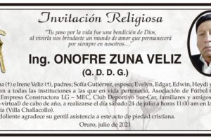 Ing. Onofre Zuna Veliz obituario