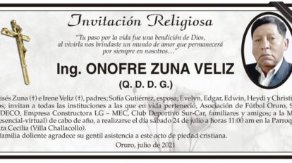 Ing. Onofre Zuna Veliz obituario