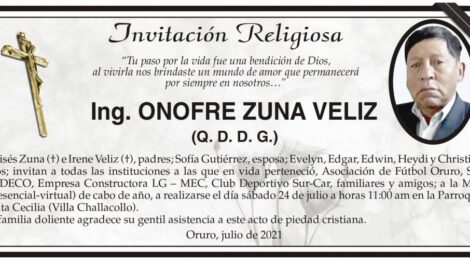 Ing. Onofre Zuna Veliz obituario