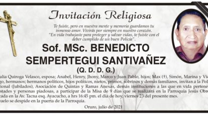 Obituarios de Benedicto Sempertegui Santivañez