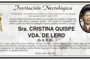 Invitación Necrológica: Cristina Quispe Vda. de Lero