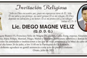 Lic. Diego Magne Veliz invitación religiosa