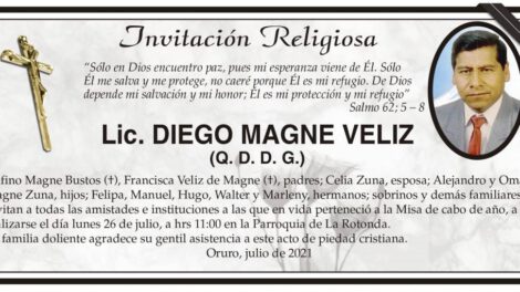 Lic. Diego Magne Veliz invitación religiosa