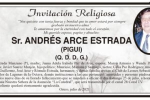 Invitación Religiosa para Andrés Arce Estrada
