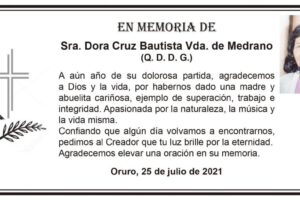 Obituario de Dora Cruz Bautista Vda. de Medrano