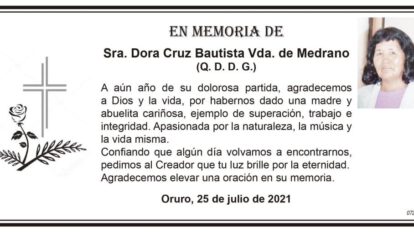 Obituario de Dora Cruz Bautista Vda. de Medrano