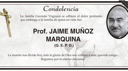 Condolencia por la muerte del Prof. JAIME MUÑOZ MARQUINA