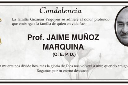 Condolencia por la muerte del Prof. JAIME MUÑOZ MARQUINA