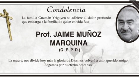 Condolencia por la muerte del Prof. JAIME MUÑOZ MARQUINA