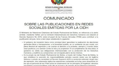 Gobierno transitorio respondió a las aseveraciones de la CIDH