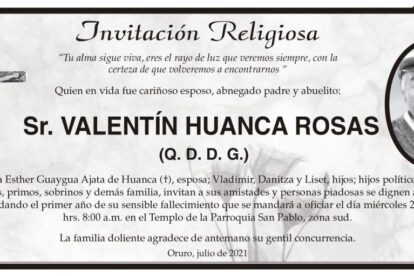 Obituarios de Valentín Huanca Rosas