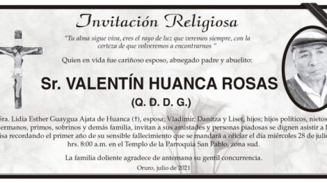 Obituarios de Valentín Huanca Rosas