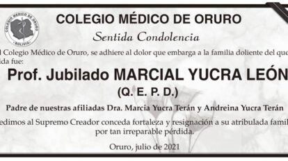 Prof. Jubilado Marcial Yucra León Q. E. P. D.