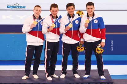Equipo ruso de gimnasia que ganó la medalla de oro