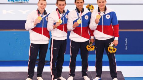 Equipo ruso de gimnasia que ganó la medalla de oro