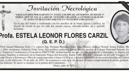 Profa. Estela Leonor Flores Carzil Q. E. P. D.